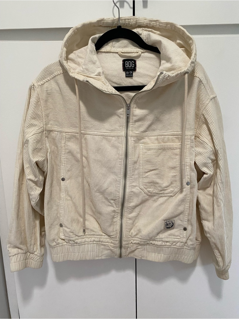 BDG cropped corduroy zip up jacket - cream